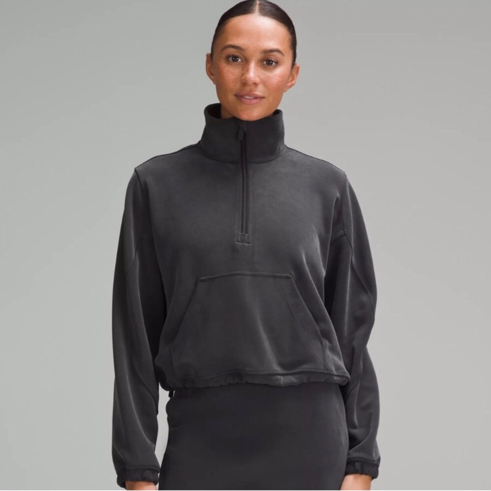 Lululemon Brushed Softstreme Half Zip Pullover Black Size 2 Like New XS